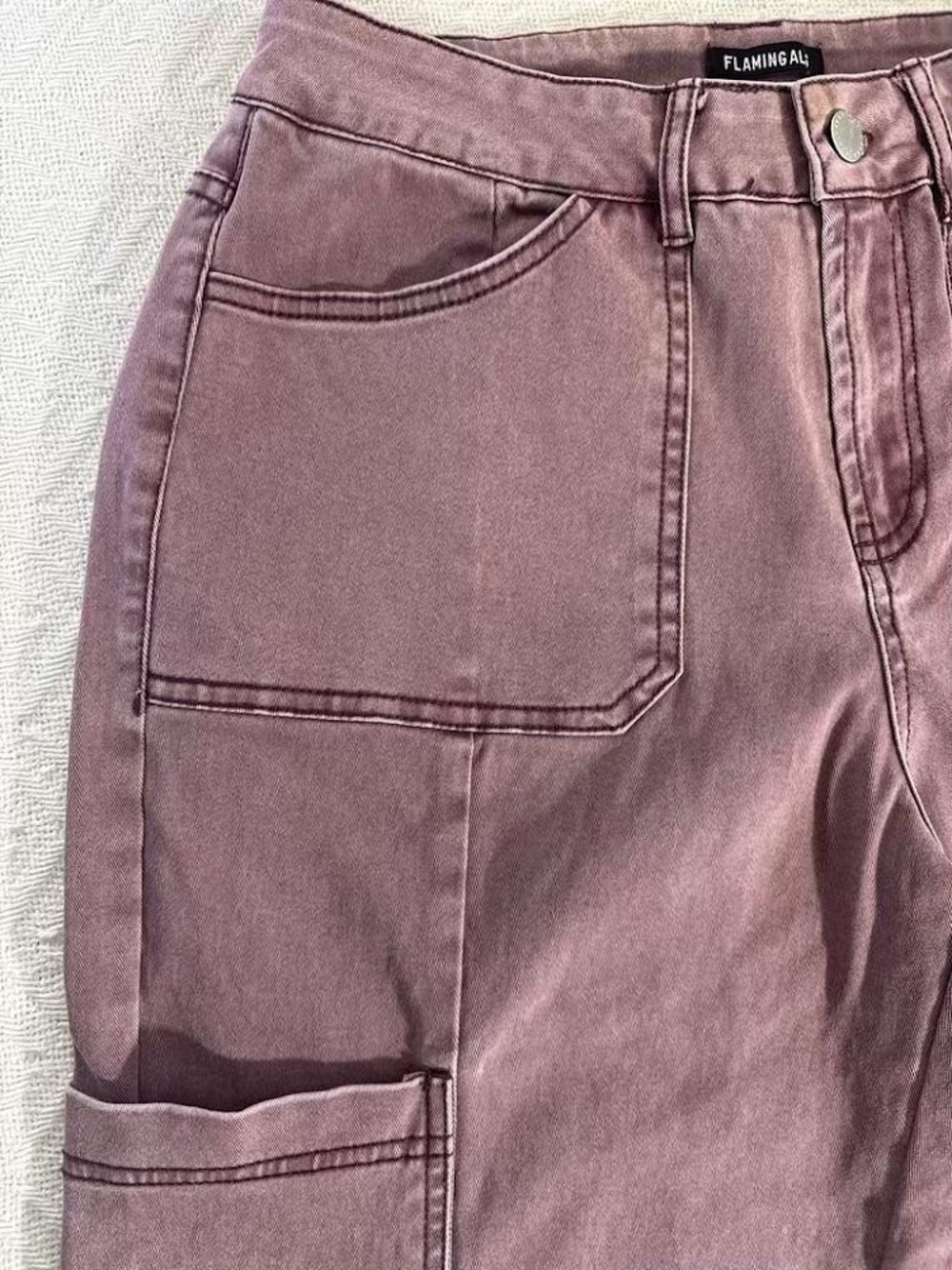Flamingals Cargo Jorts Womens S Mauve Utility High Rise Skate Long Shorts NWOT - Picture 8 of 10